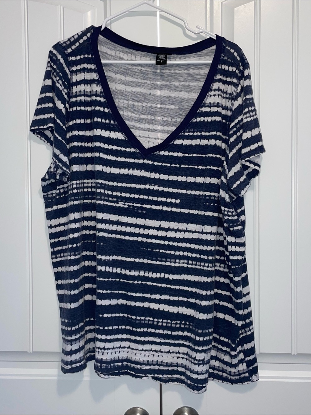 torrid Navy and White Striped V-Neck Tee